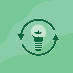 Lightbulb with a plant inside and arrows encircling it.