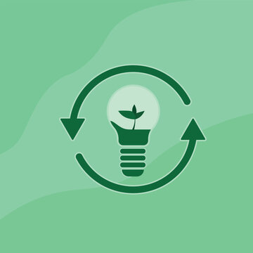 Lightbulb with a plant inside and arrows encircling it.