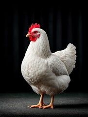 White hen on dark backdrop (1)