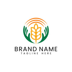 wheat with hand and sun logo desgns