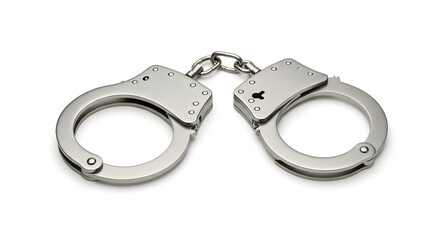 Closeup of Steel Handcuffs Isolated
