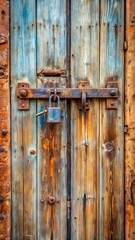 Weathered door with rusty lock and worn-out hinges