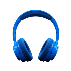 Isolated Blue Headphones 3D Illustration On Black Background