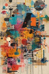 Fototapeta premium Colorful Abstract Geometric Painting with Dynamic Lines and Shapes