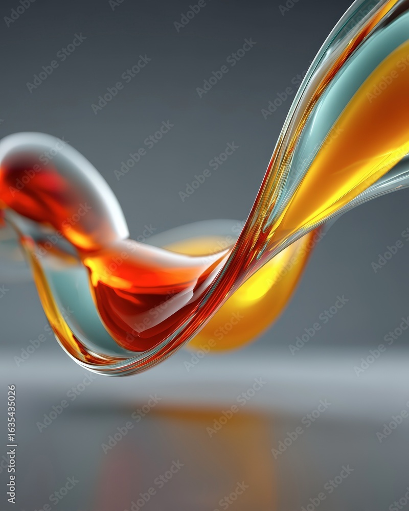 Poster high-fidelity abstract bent frame with fluid motion in multi-color tones