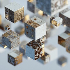 Floating Vintage Style Decorative Cubes in Abstract Composition