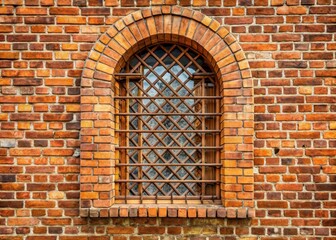 Arched Window in Brick Wall with Lattice Detail