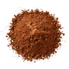 Isolated Cocoa Powder Heap Top View Photo on Transparent Background