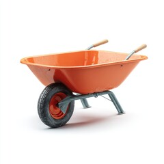 Orange wheelbarrow,  isolated,  metal,  garden tool