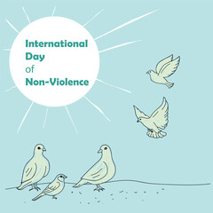 International Day of Non-Violence – Peace doves illustration