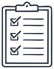 Simple Hand Drawn Checklist with Three Completed Tasks on a Clipboard