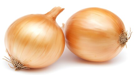 Studio photo of single onion resting on white background, taken with 50mm lens, emphasizing dry outer skin texture and warm light reflections