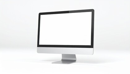 Fototapeta premium Sleek desktop computer with a blank screen, perfect for showcasing technology, design, or digital content.