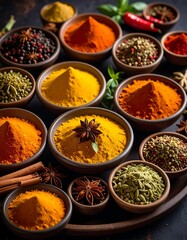Assorted spices in bowls (1)