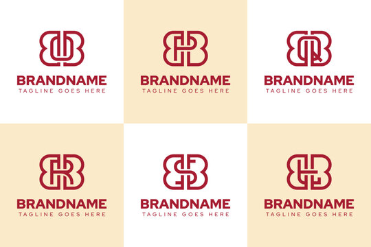 Letters BOB BPB BQB BRB BSB BTB Monogram Logo Set
