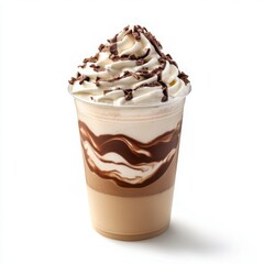 A creamy hazelnut frappuccino served in a transparent to-go cup
