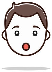 Amazed cartoon face expression with wide eyes and open mouth icon