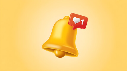 Golden Notification Bell with New Like Icon
