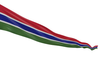 Gambia Flag Waving Isolated On Transparent Background 3D Render Illustration