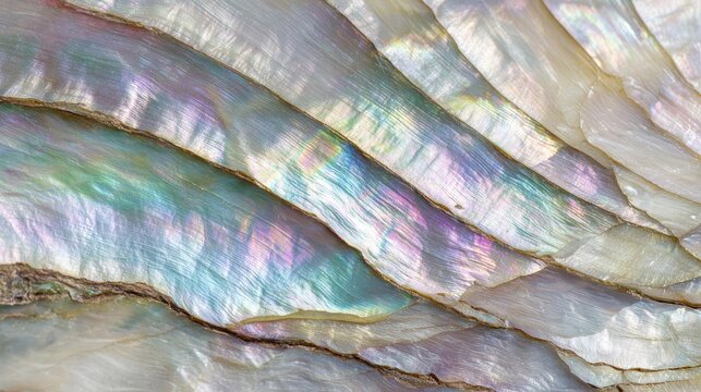 Iridescent Shell Layers Close-up Texture Background