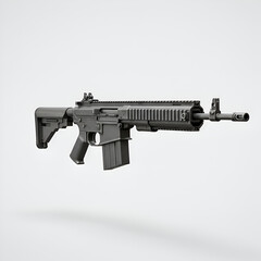 Isolated Black Assault Rifle Illustration Weapon on White Background