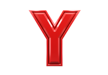 Glossy Red 3D Letter Y Isolated on Transparent Background Illustration
