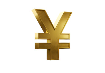 Fototapeta premium Gold Yen Currency Symbol on Transparent Background 3D Illustration