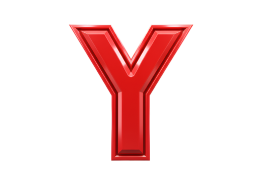 Glossy Red 3D Letter Y Isolated on Transparent Background Illustration