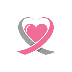 A modern and professional cancer health themed logo, combining a cancer awareness ribbon with a heart.