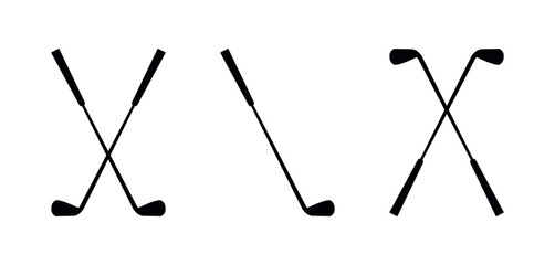 Golf Stick Icon, Vector Silhouette Trio of Clubs for Sports, Leisure and App UI Design