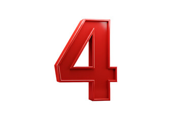 Obraz premium Glossy Red 3D Rendered Number Four Isolated on Black Background