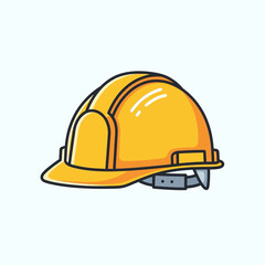 A bright yellow hard hat, essential safety equipment for construction and industrial work, is depicted in a clean, isolated illustration.