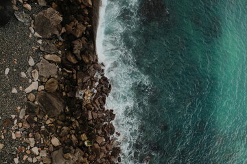 water crashing on the rocks