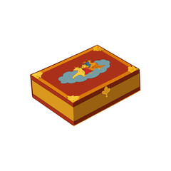 Illustration of a decorative rectangular box with cloud design on transparent background