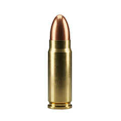 Isolated Bullet Ammunition on Transparent Background Gold Metal Single Object