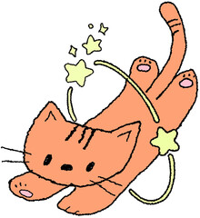 별을 가르며 날아가는 고양이 일러스트