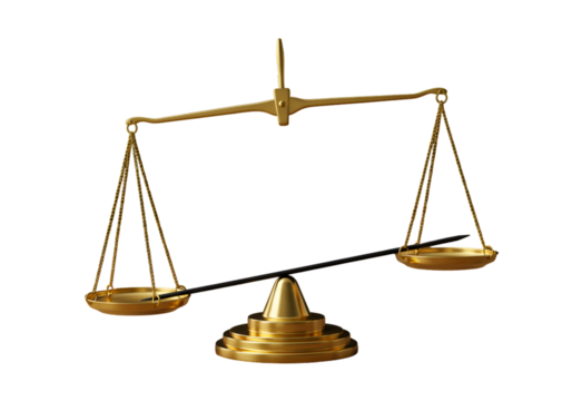 Golden Balance Scale Illustration Isolated On Black Background