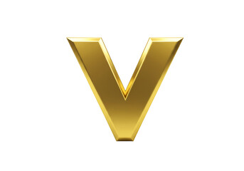 Golden Letter V Isolated On Black Background 3D Rendering Illustration