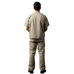 Obraz premium Isolated Photo Of Man In Tan Scrubs Standing With Transparent Background