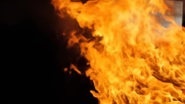 Intense Flames And Heat In Vivid Orange Hues Displaying A Fiery Texture And Burning Energy Against A Dark Background