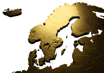 Golden Map Of Europe Isolated On Black Background Abstract Illustration