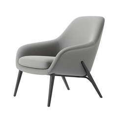 Isolated Modern Gray Fabric Chair on Transparent Background Photo