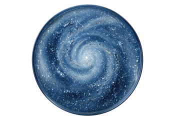 Spiral galaxy within petri dish.  Cosmic swirl on a lab plate