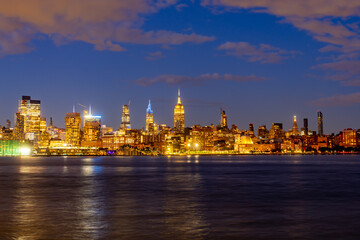 NYC, New York City Skyline with dramatic sky clouds. New York Skyscrapers. New York City skyline,...