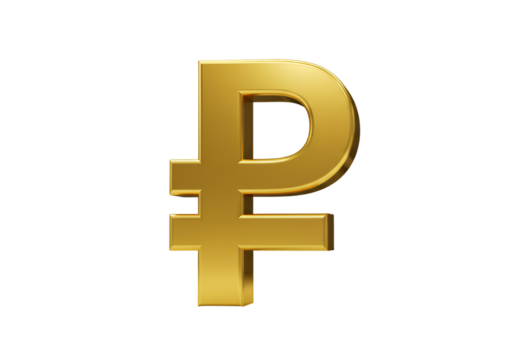 Golden Ruble Currency Symbol Isolated on Transparent Background Illustration