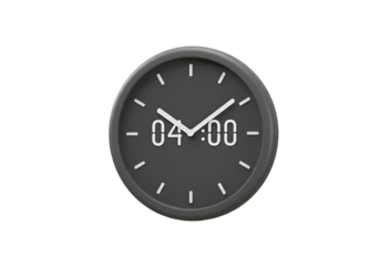 Gray Wall Clock Isolated On Black Background Showing The Time As 4:00 Illustration