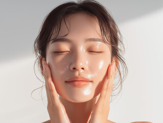 Asian Woman with Glowing Glass Skin