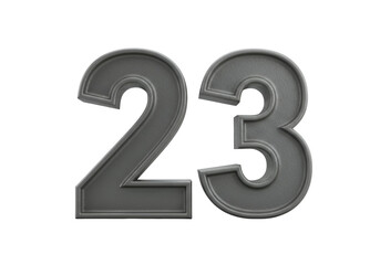 Gray Stitched Leather Number Twenty Three Isolated on Transparent Background Illustration