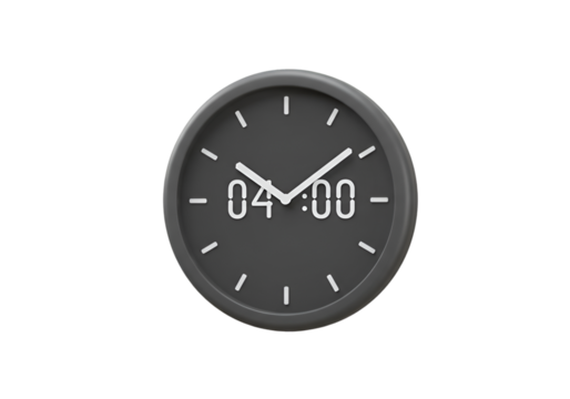 Gray Wall Clock Isolated On Black Background Showing The Time As 4:00 Illustration