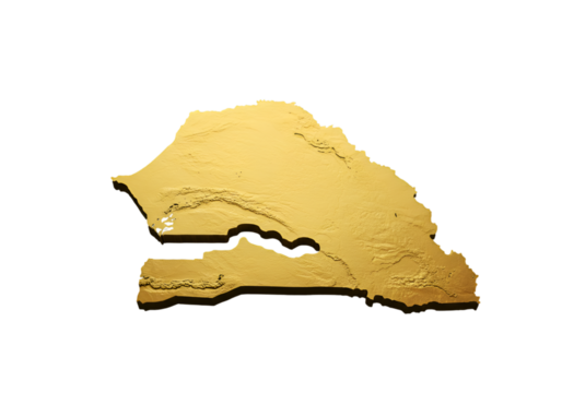 Golden Senegal Map Illustration with Metallic Texture on Black Background